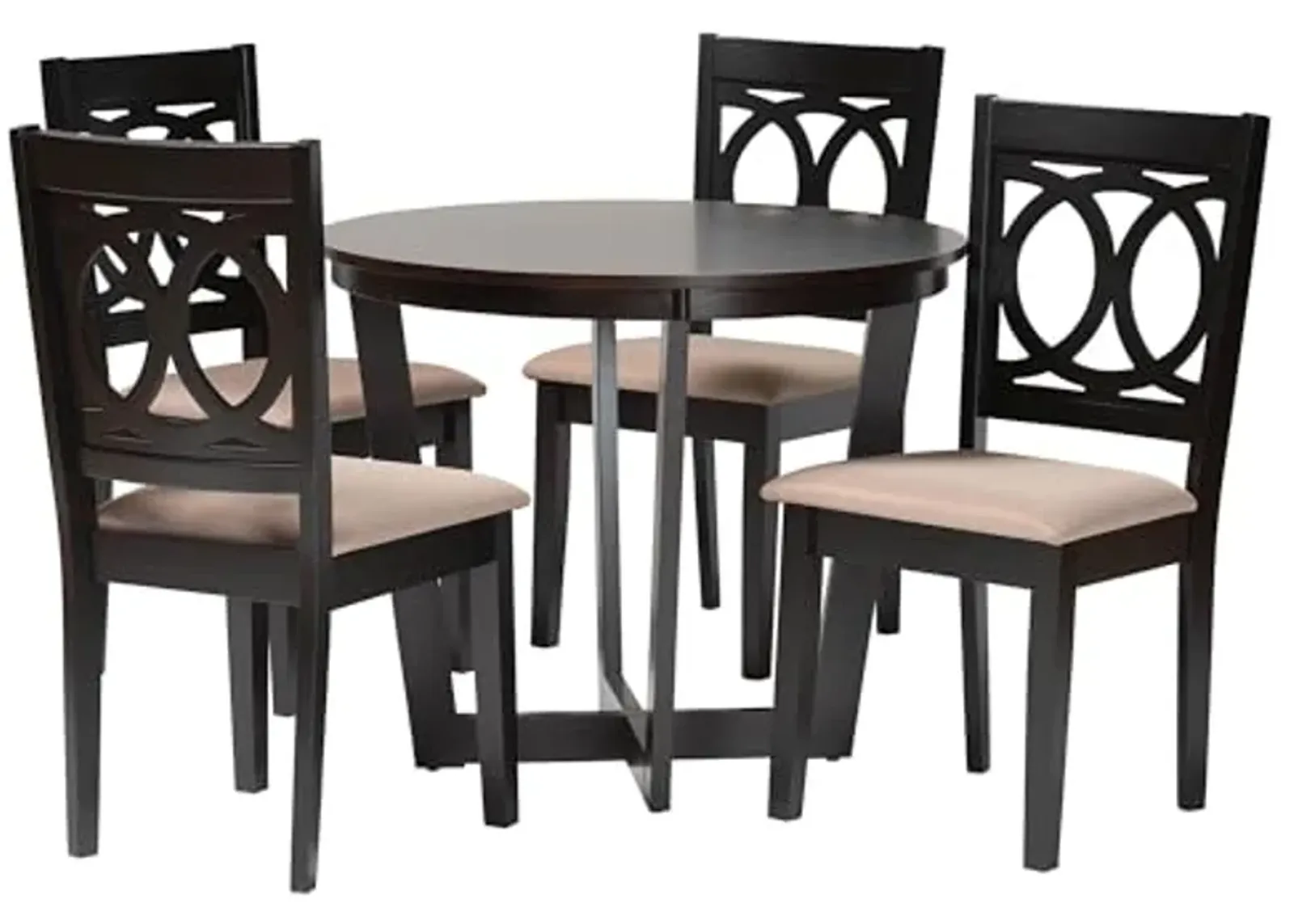 Baxton Studio Kara Modern Sand Dark Brown Finished Wood 5-Piece Dining Set