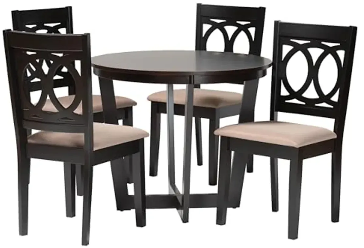 Baxton Studio Kara Modern Sand Dark Brown Finished Wood 5-Piece Dining Set