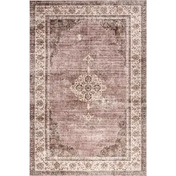 nuLOOM Splashguard Winnie Blush, 9' x 12', Vintage, Soft and Cozy, High Traffic, Stain Resistant, Easy Clean, Durable, Machine Washable Area Rug for Bedroom, Living Room, Dining, Den, Foyer