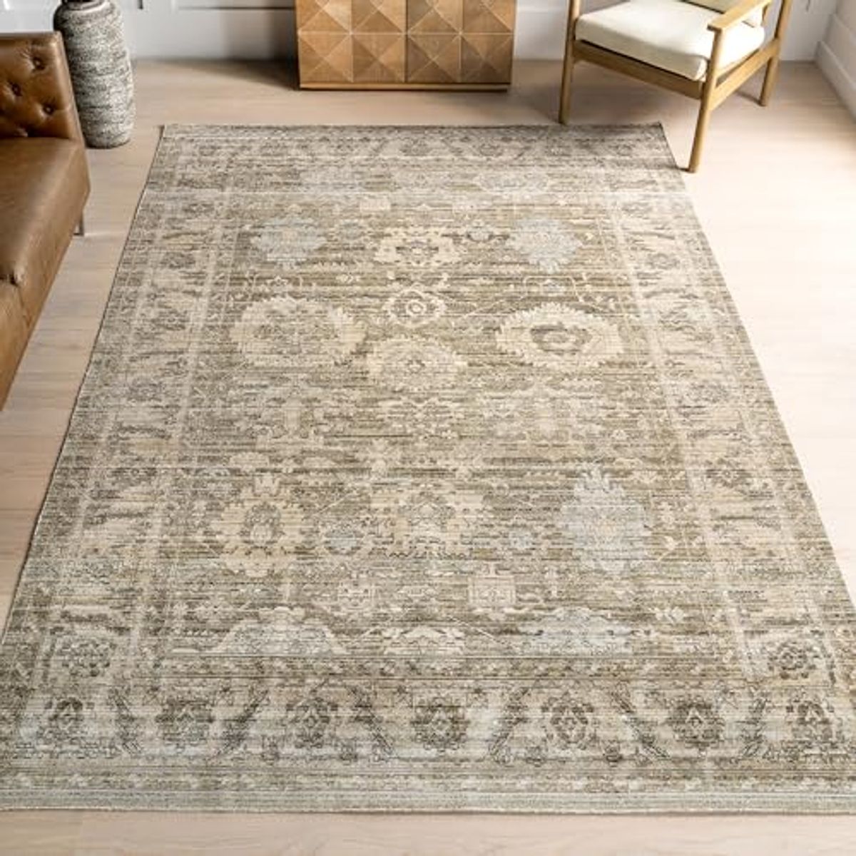 nuLOOM Bryony Medallion 2' x 3' Machine Washable Indoor/Outdoor Accent Rug for Living Room Patio Deck Front Porch Entryway Kitchen, Bryony Light Grey