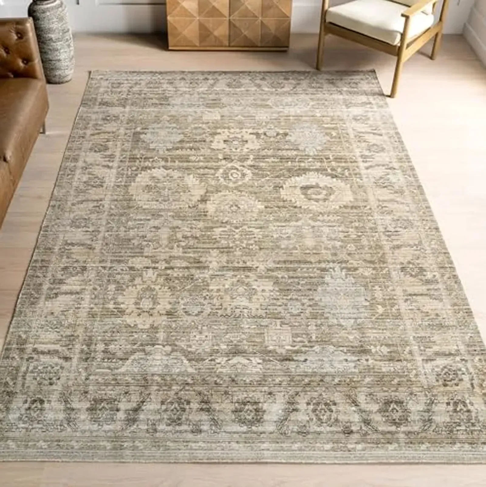 nuLOOM Bryony Medallion 2' x 3' Machine Washable Indoor/Outdoor Accent Rug for Living Room Patio Deck Front Porch Entryway Kitchen, Bryony Light Grey