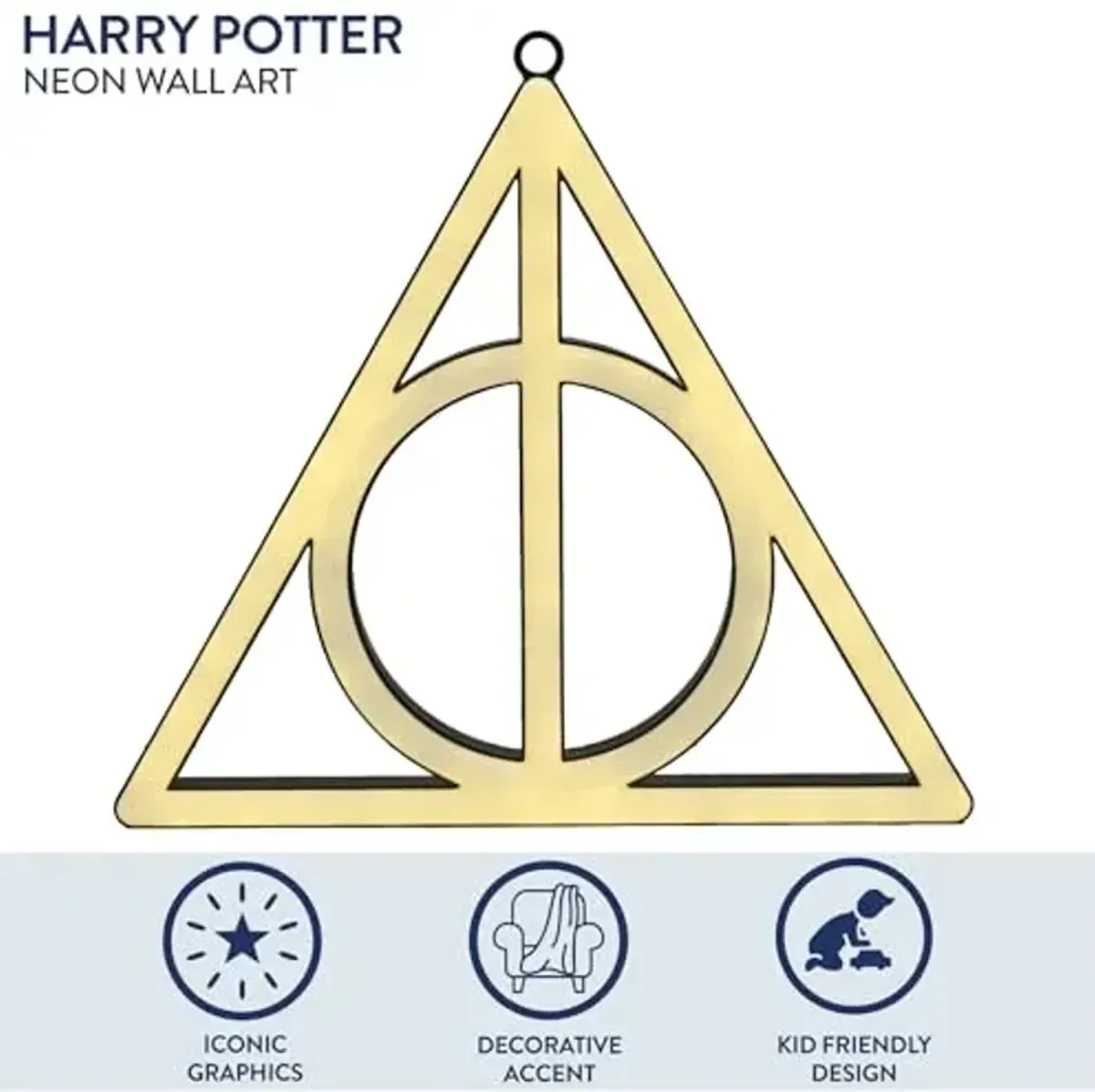 Idea Nuova Harry Potter The Deathly Hallow Neon Figural LED Hanging Wall Art,Magical Wall Décor, 8.07"x7.3"