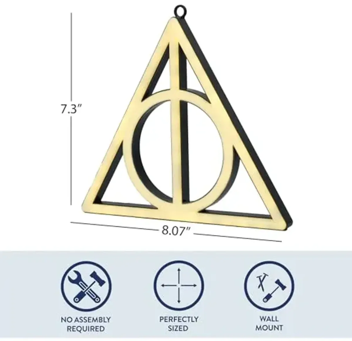 Idea Nuova Harry Potter The Deathly Hallow Neon Figural LED Hanging Wall Art,Magical Wall Décor, 8.07"x7.3"