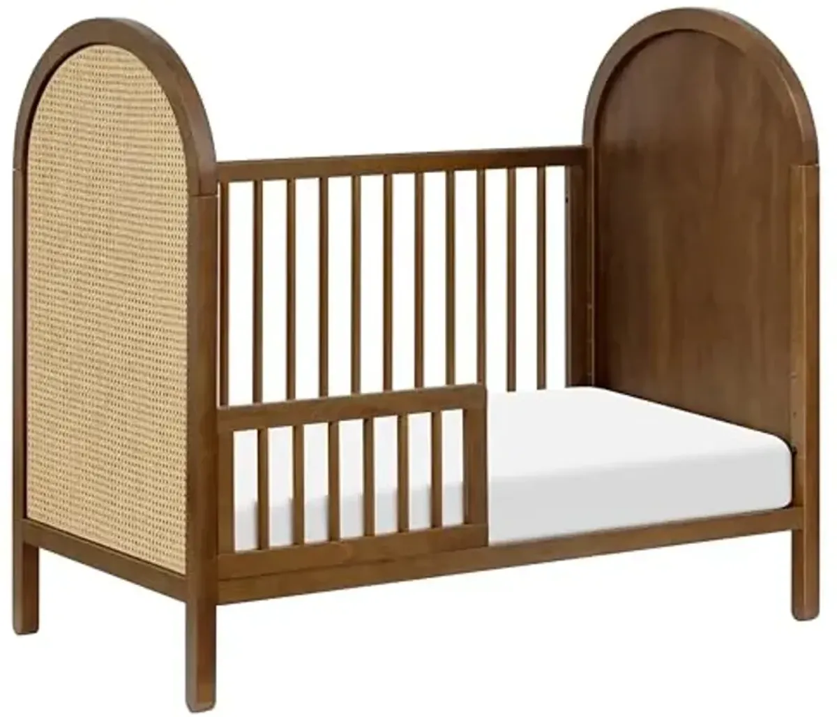Babyletto Bondi Cane 3-in-1 Convertible Baby Crib - GREENGUARD Gold Certified Convertible Crib to Toddler Bed & Daybed - Wooden Baby Bed 4 Adjustable Heights - Made of 100% Solid Wood - Natural Walnut