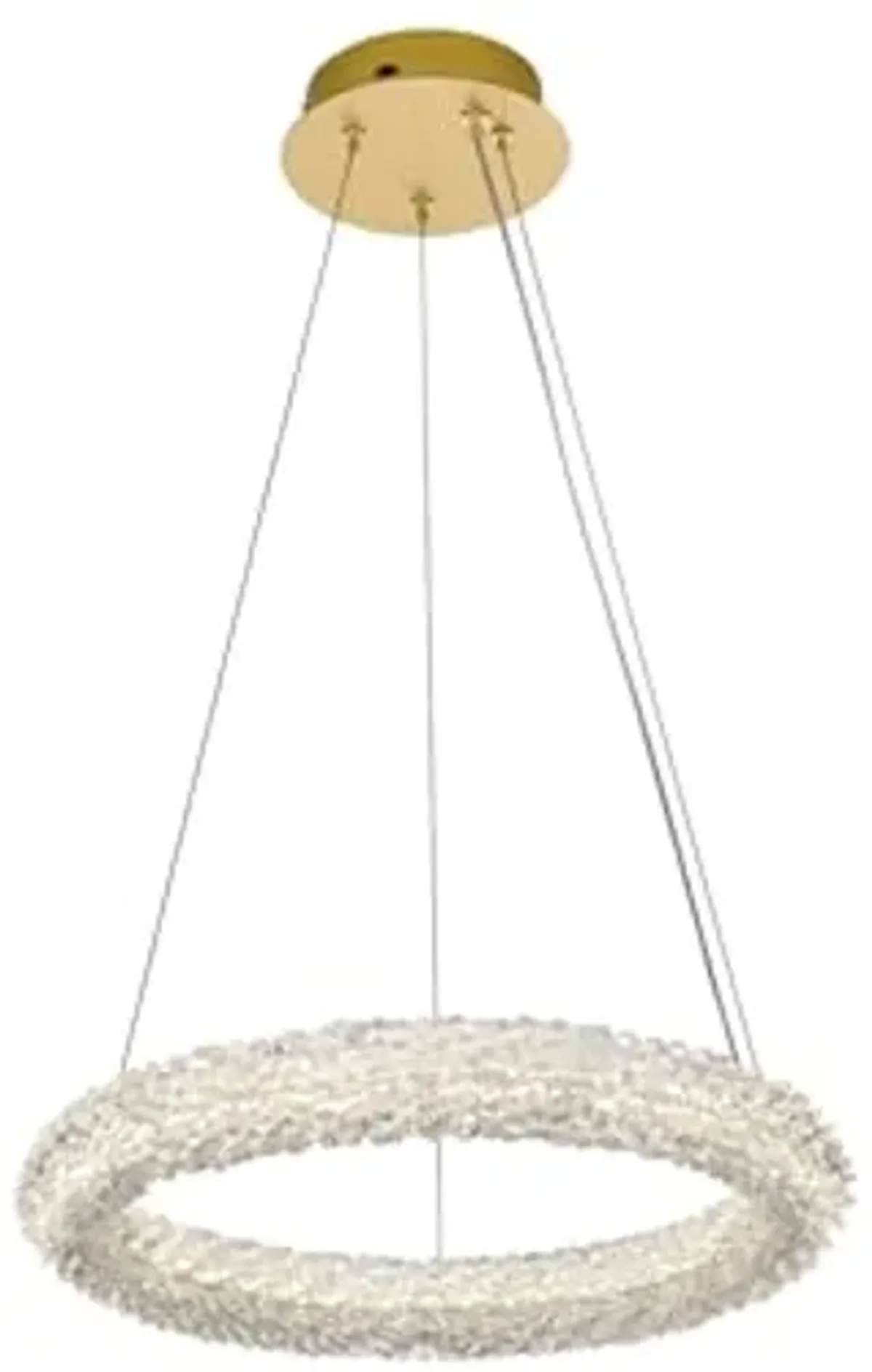 Ergode Bowen 18" Adjustable LED Chandelier | Satin Gold-Chic Design | Adjustable Height | 3 Color Temperatures | Iron & Crystal Materials | ETL Listed | Integrated LED Technology