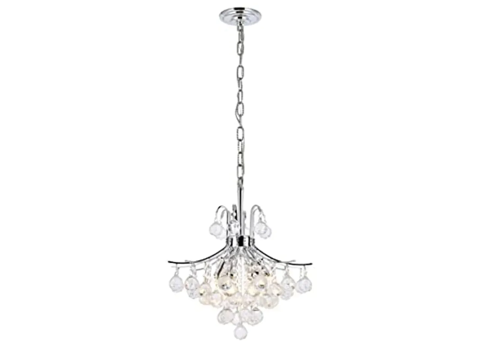 Ergode 8000 Toureg Pendant Chandelier - 16in Chrome Finish, Flared Shape, Clear Crystal Balls, Royal-Cut Crystals - 6 Light Dining Chandelier