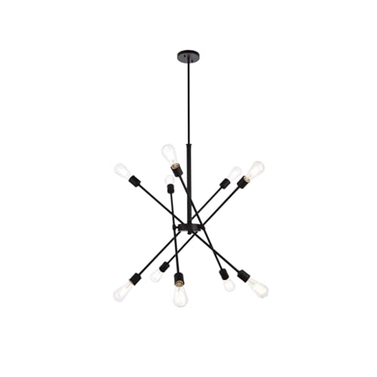 Ergode Axel Collection Chandelier-Postmodern Design with Curiously Placed Arms and Central Circular Frame-Black and Brass Finish-10 Lights-Versatile Lighting Options-Easy Installation