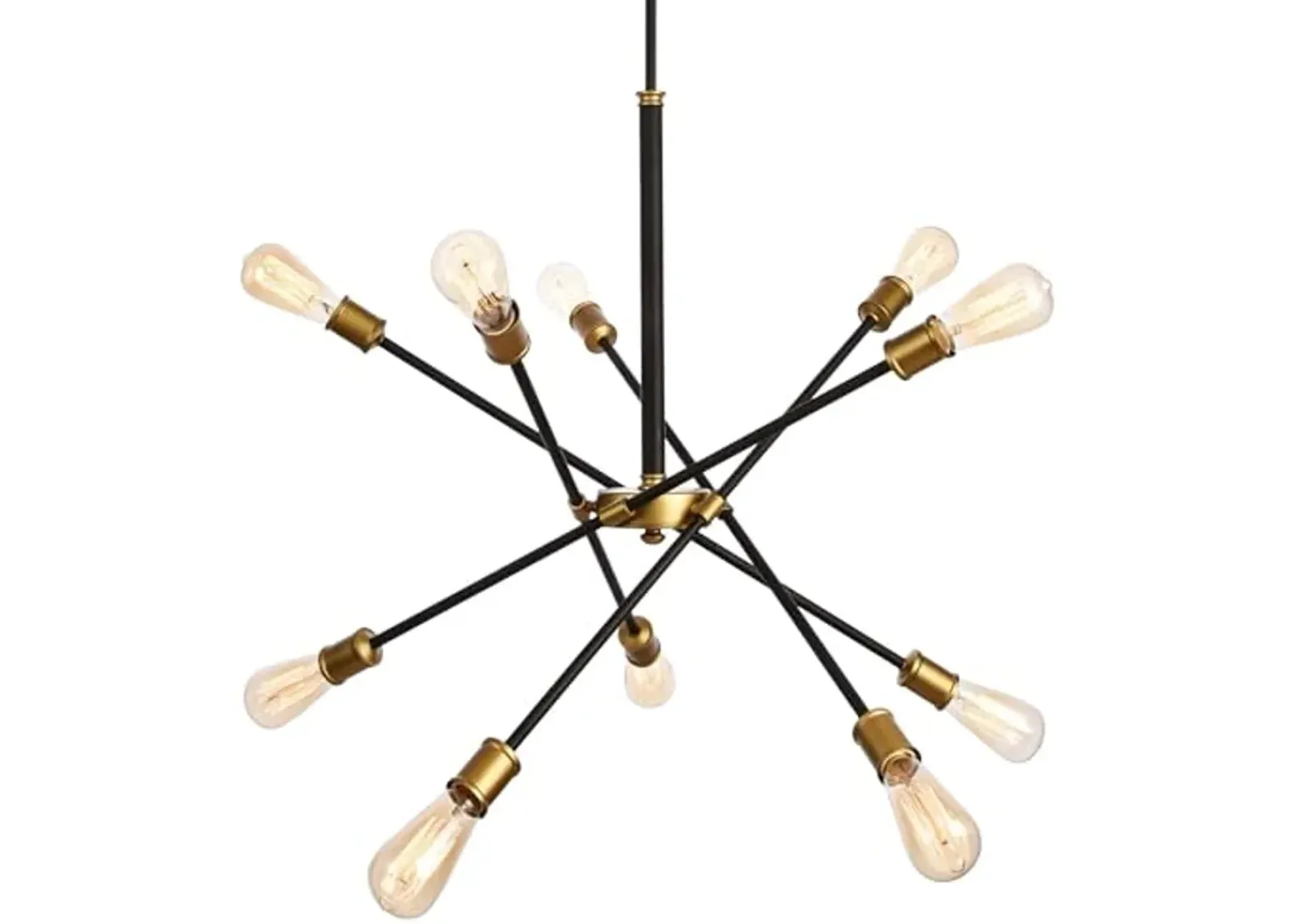 Ergode Axel Collection Chandelier-Postmodern Design with Curiously Placed Arms and Central Circular Frame-Black and Brass Finish-10 Lights-Versatile Lighting Options-Easy Installation