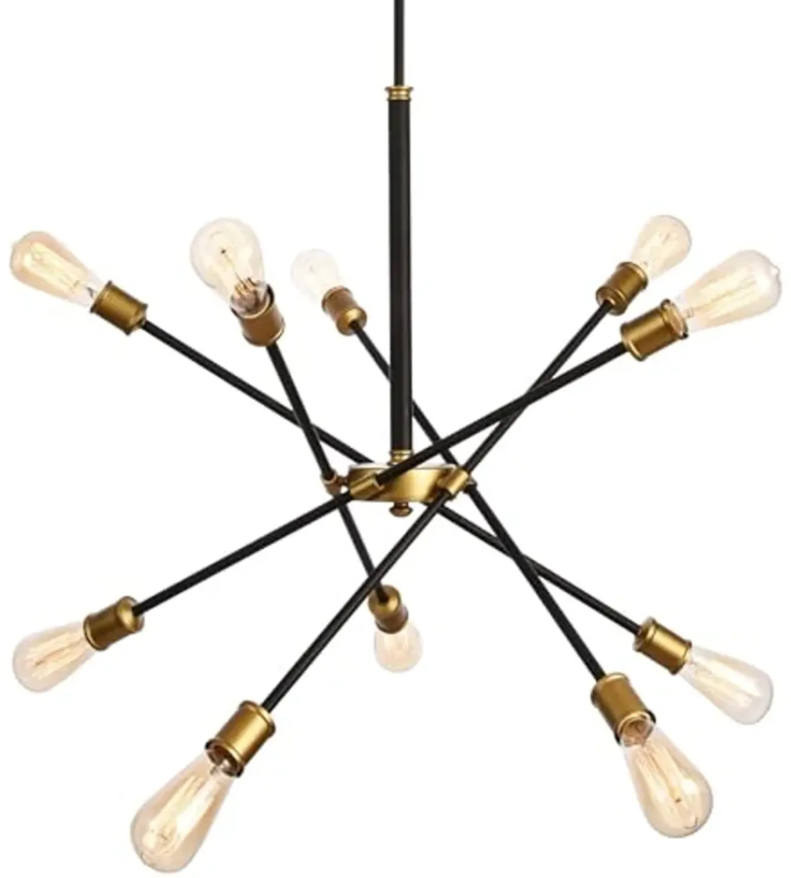 Ergode Axel Collection Chandelier-Postmodern Design with Curiously Placed Arms and Central Circular Frame-Black and Brass Finish-10 Lights-Versatile Lighting Options-Easy Installation