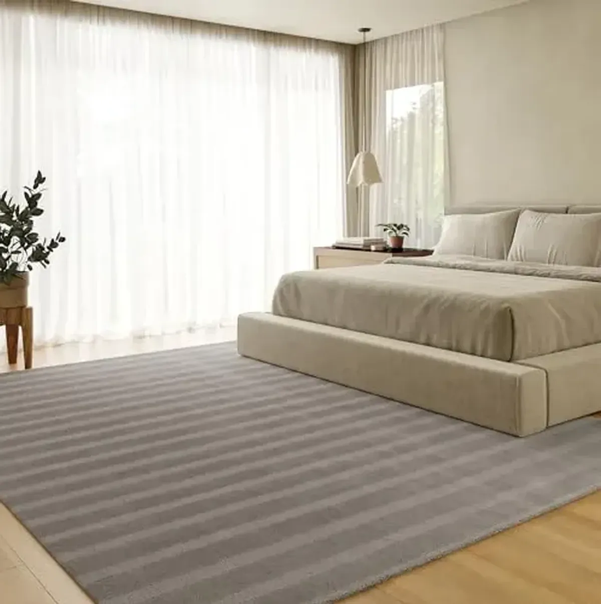 Rugs USA Vestry Bark, 4' x 6', Handmade, Striped, Wool, Soft and Cozy, High Traffic, Stain Resistant, Easy Clean, Durable Area Rug for Bedroom, Living Room, Dining Space, Den, Foyer, Entryway