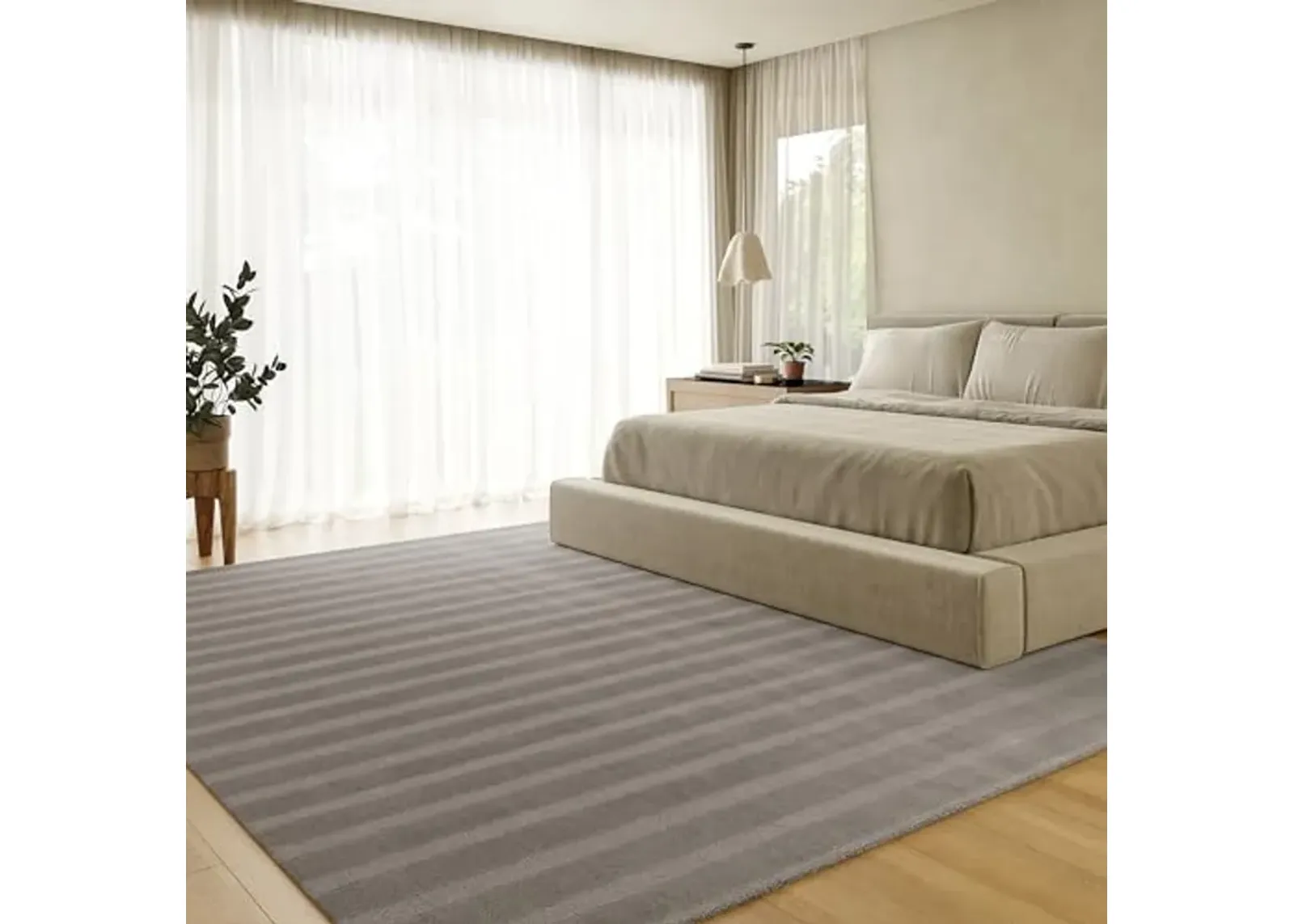 Rugs USA x Kate & Kevin Love Vestry Striped Wool Area Rug, 10x14, Bark