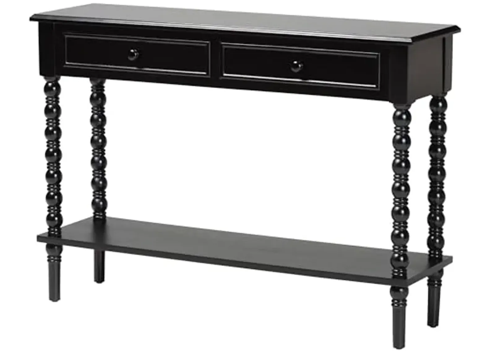 Baxton Studio Malinda Console Table with Spindle Legs, 2-Drawer, Black