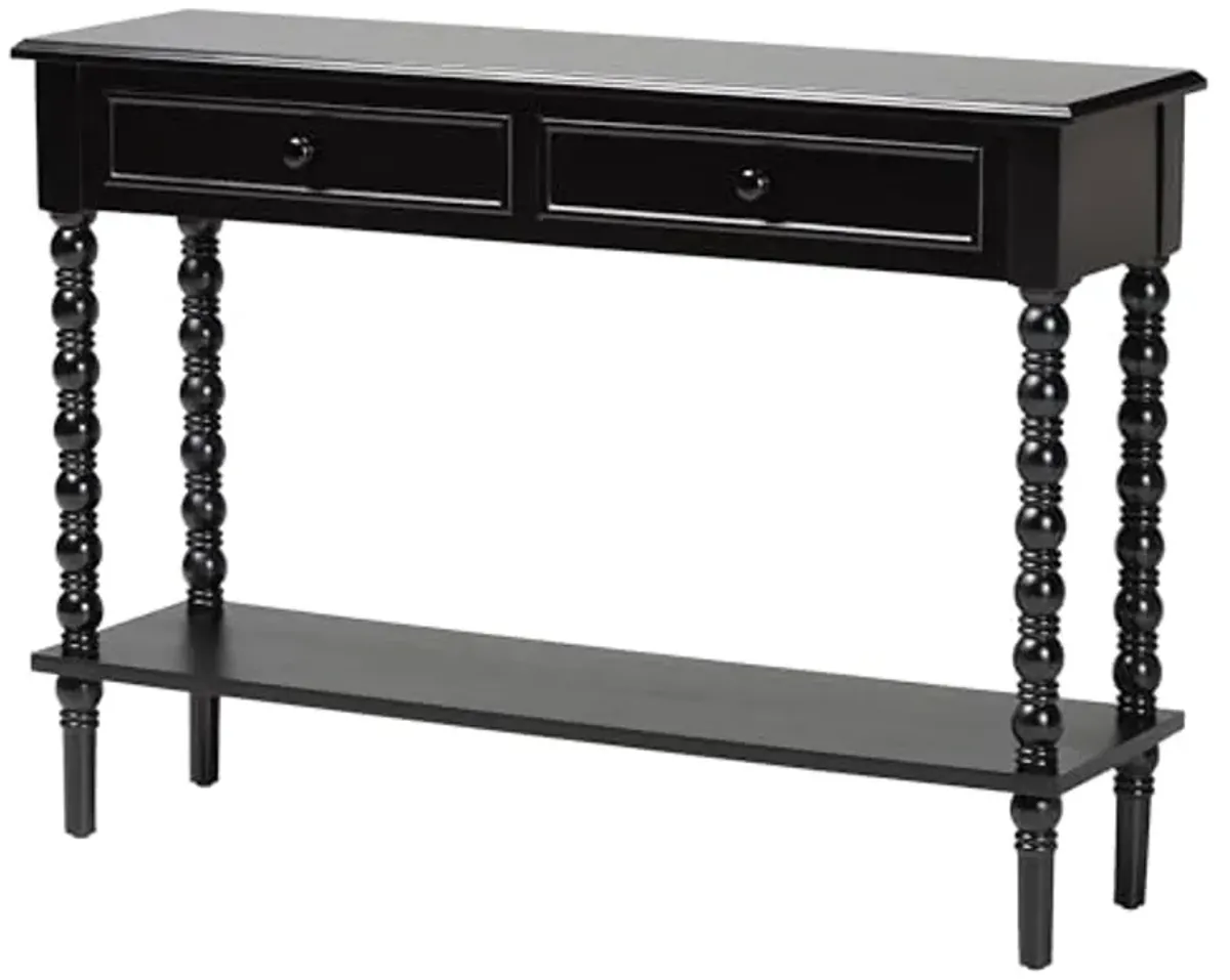 Baxton Studio Malinda Console Table with Spindle Legs, 2-Drawer, Black