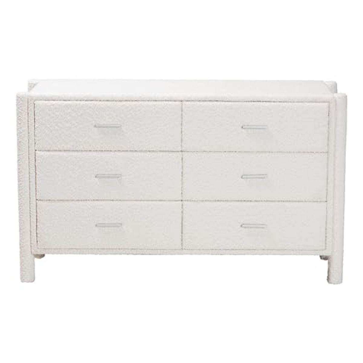 Baxton Studio Laria Teddy-Bear Fabric Dresser, 6-Drawer, White