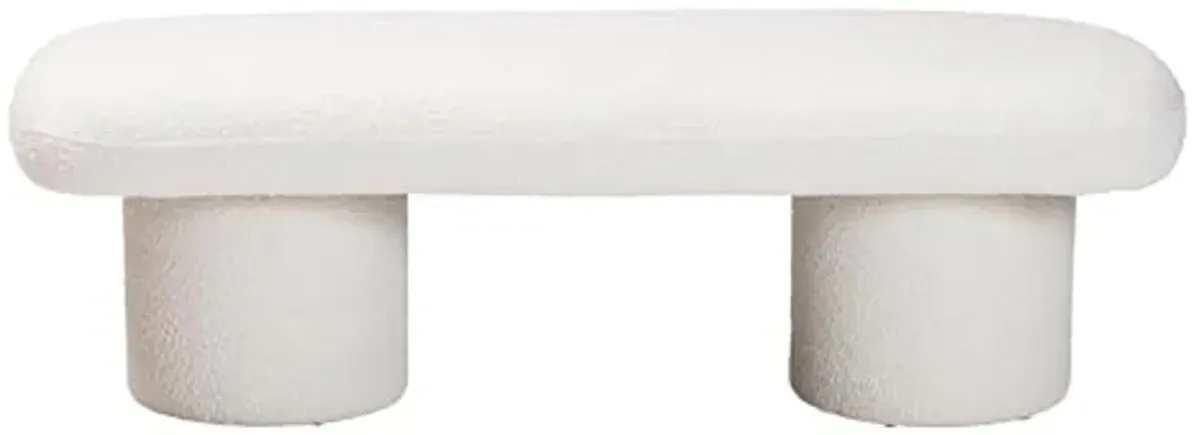 Baxton Studio Laria Teddy-Bear Fabric Accent Bench, White