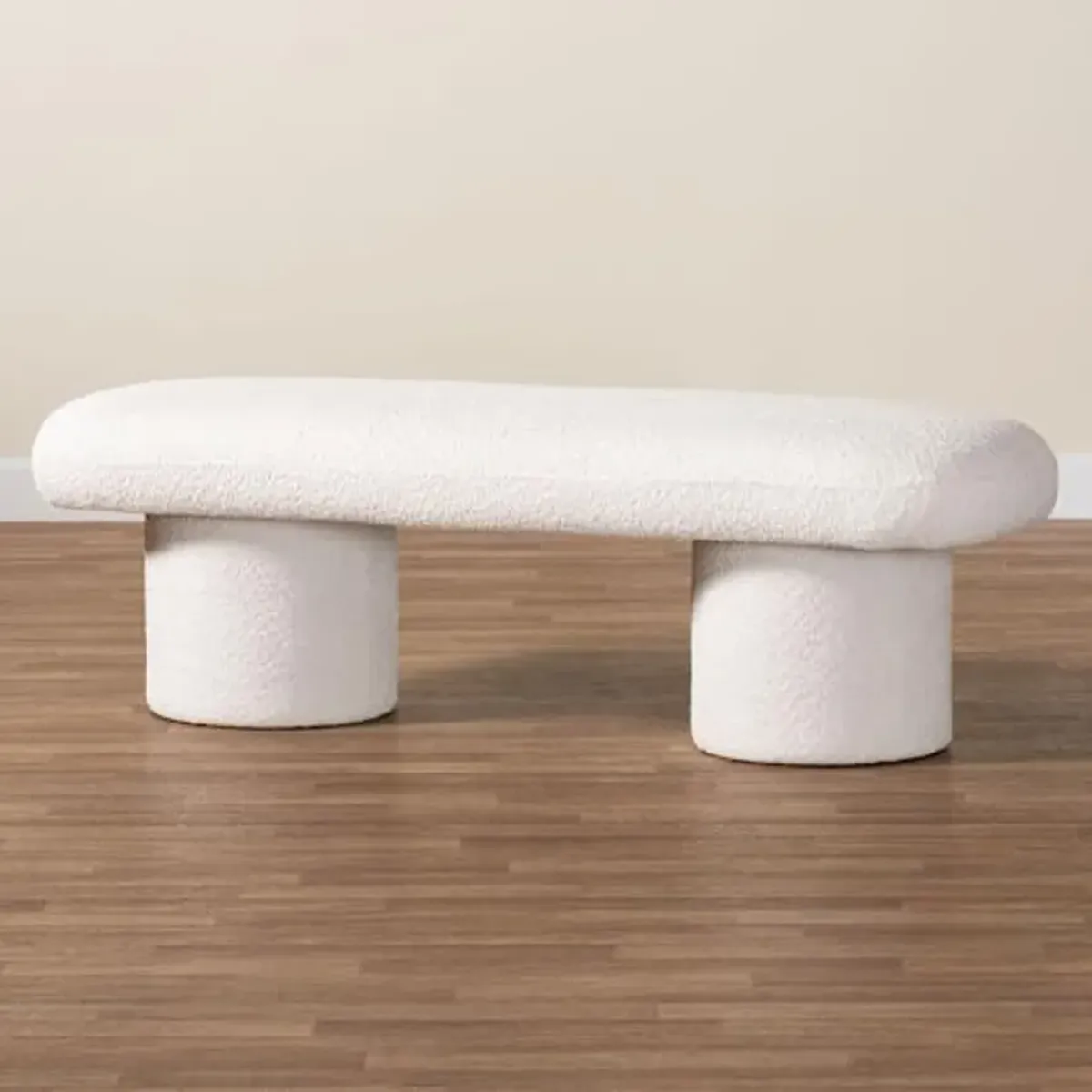 Baxton Studio Laria Teddy-Bear Fabric Accent Bench, White