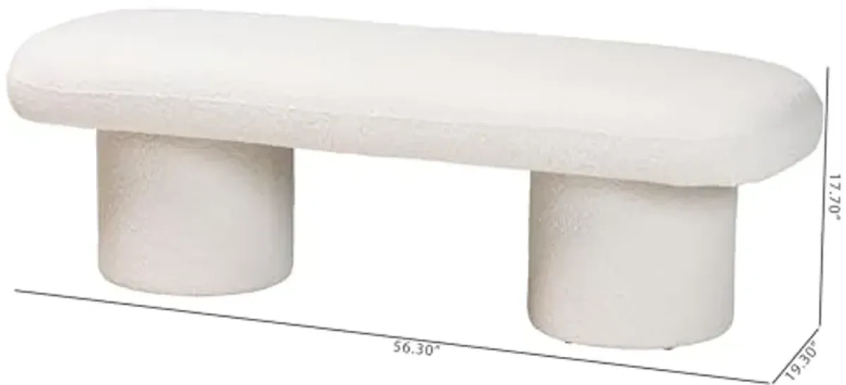 Baxton Studio Laria Teddy-Bear Fabric Accent Bench, White