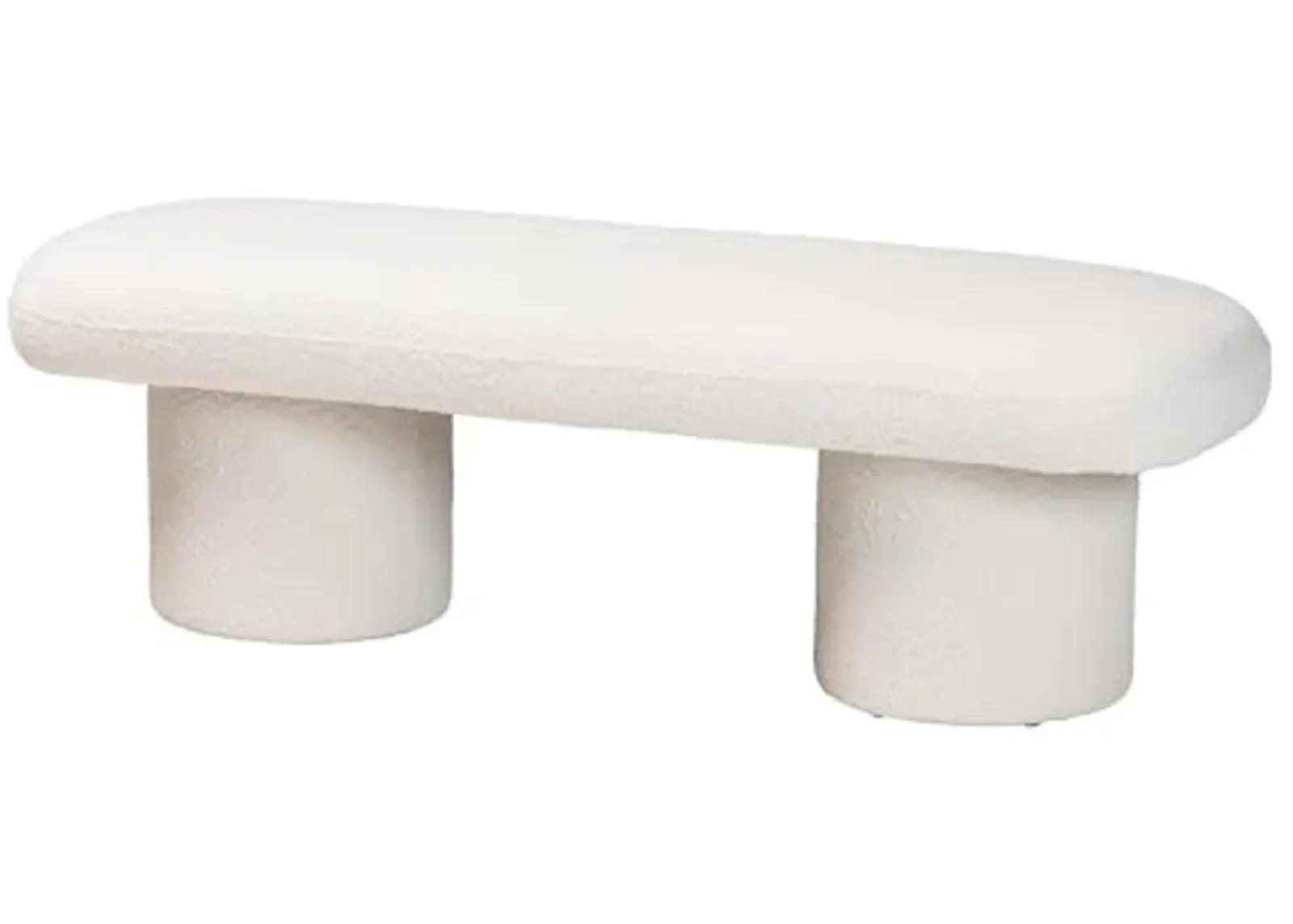 Baxton Studio Laria Teddy-Bear Fabric Bench, White