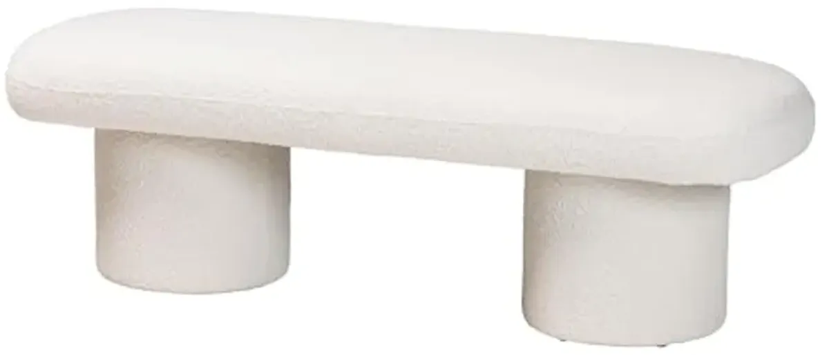 Baxton Studio Laria Teddy-Bear Fabric Bench, White