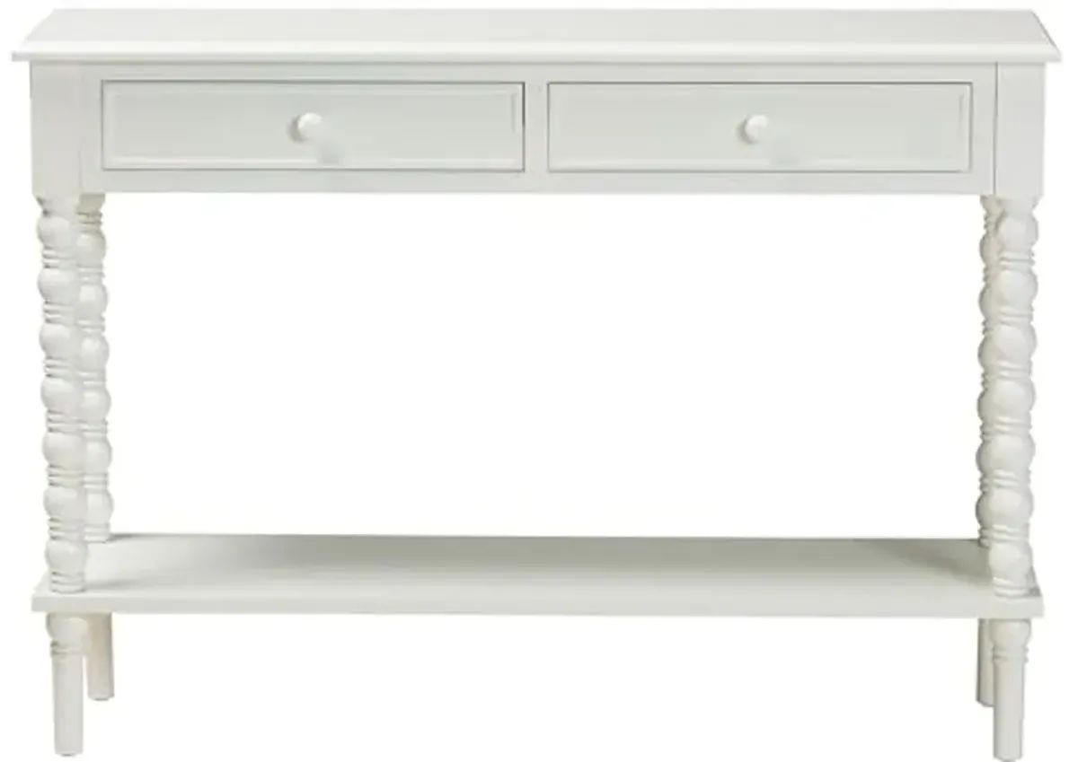 Baxton Studio Malinda Console Table with Spindle Legs, 2-Drawer, White