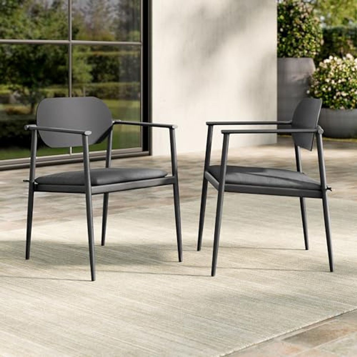 Modway Aeris Outdoor Aluminum Dining Chairs Set of 2 in Charcoal