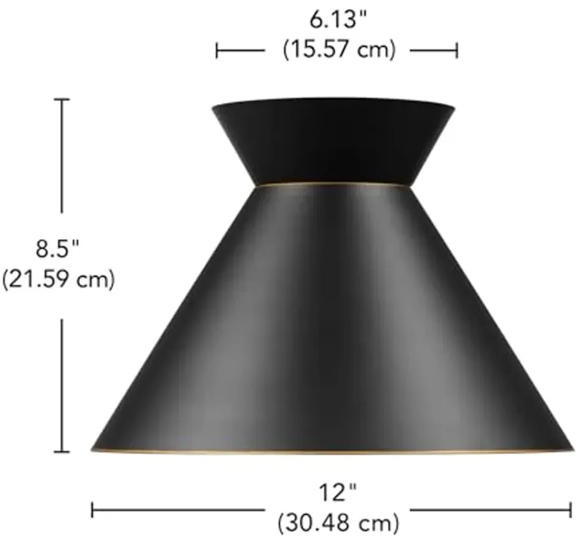 Novogratz x Globe 1-Light Flush Mount Ceiling Light, Matte Black, Bronze Trim on Shade and Canopy, Accent, Kitchen, Home Improvement, Hallway, Front Door, Entry, Dimmable