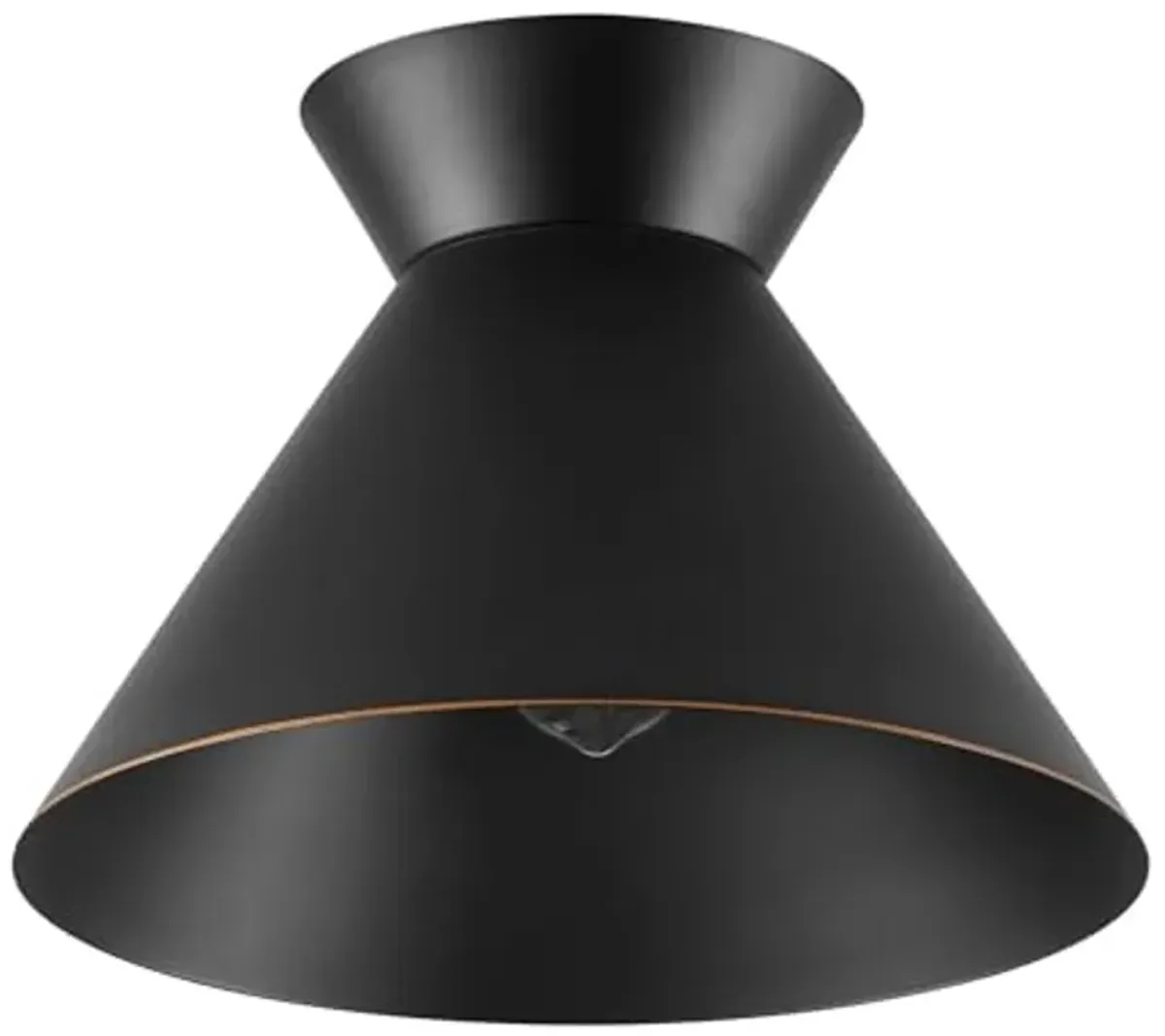 Novogratz x Globe 1-Light Flush Mount Ceiling Light, Matte Black, Bronze Trim on Shade and Canopy, Accent, Kitchen, Home Improvement, Hallway, Front Door, Entry, Dimmable