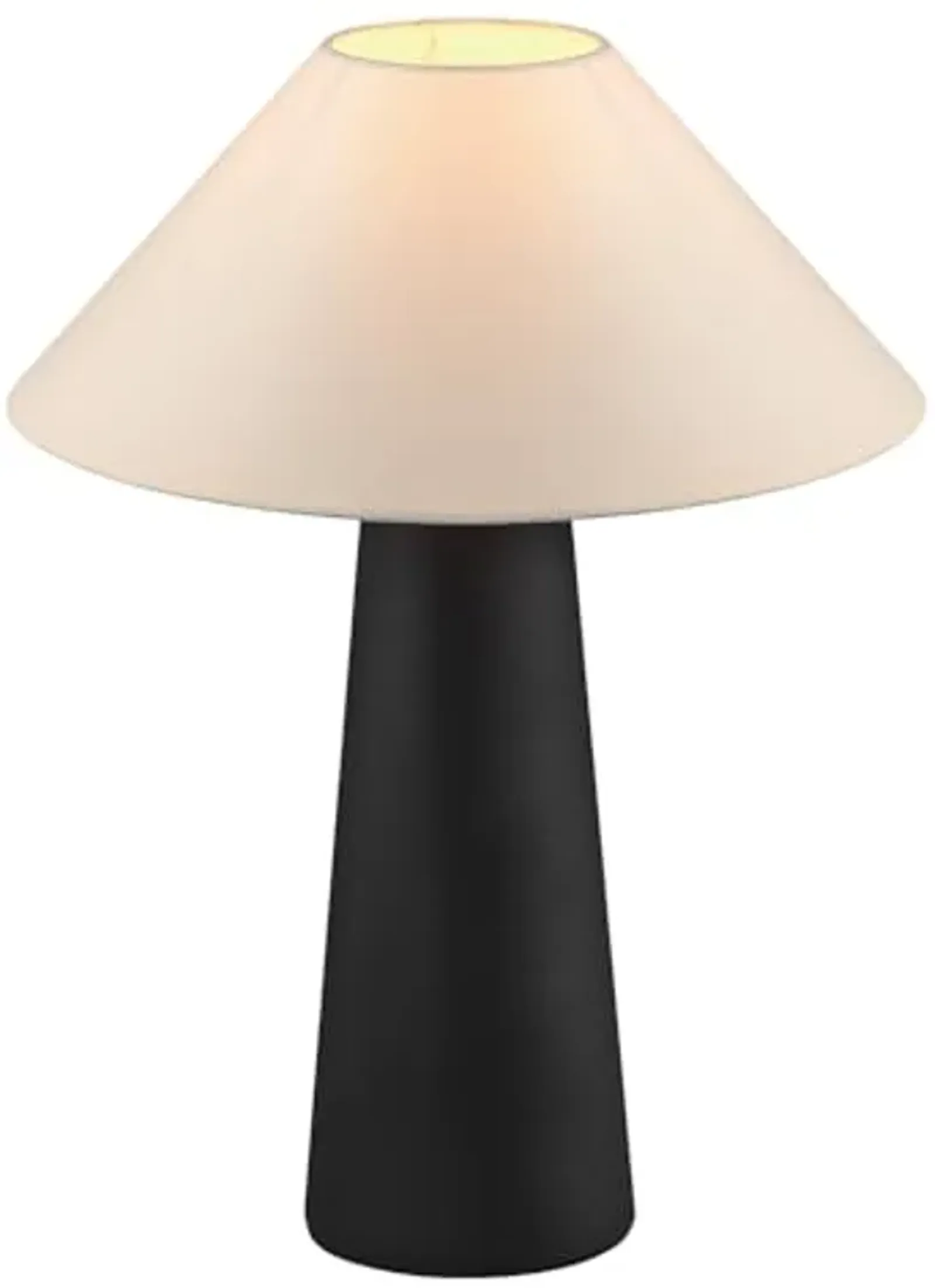 Novogratz x Globe 18" Ceramic Table Lamp, Matte Black, Off-White Tapered Fabric Shade, in-Line Rocker Switch, 5 Ft. Clear Cord, Home Office, Desk, Living Room