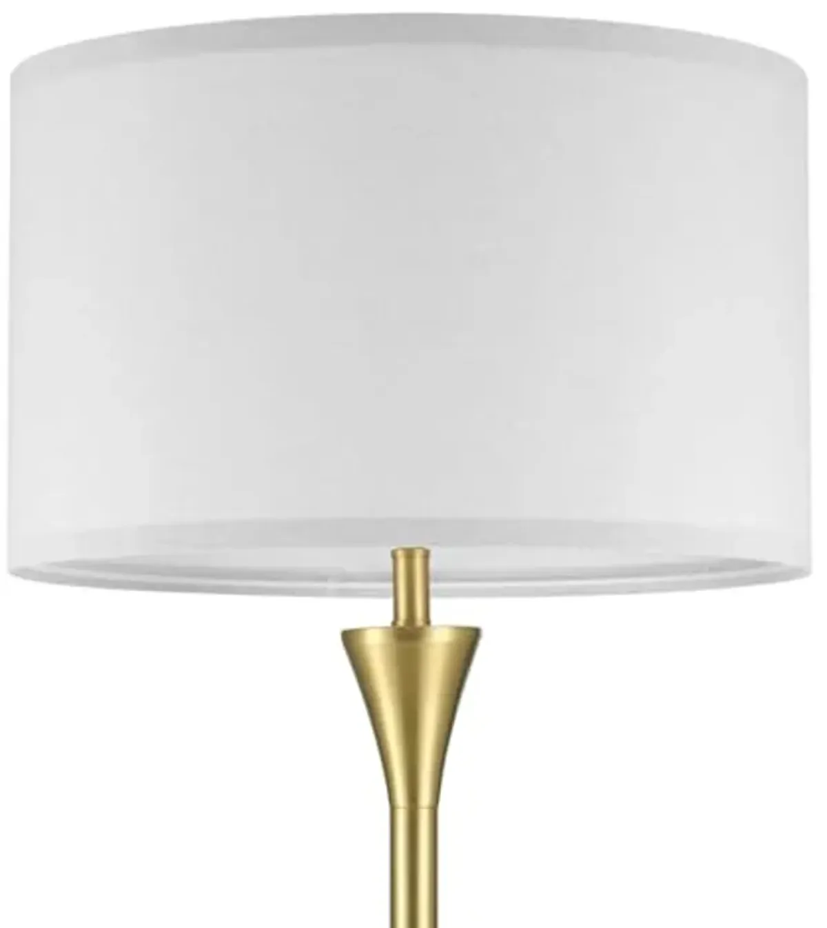 Novogratz x Globe 60" Floor Lamp, Antique Brass Finish, Beige Fabric Shade, On/Off Rotary Switch, 6 Ft. Clear Cord, Home Improvement, Living Room, Office, Reading Light