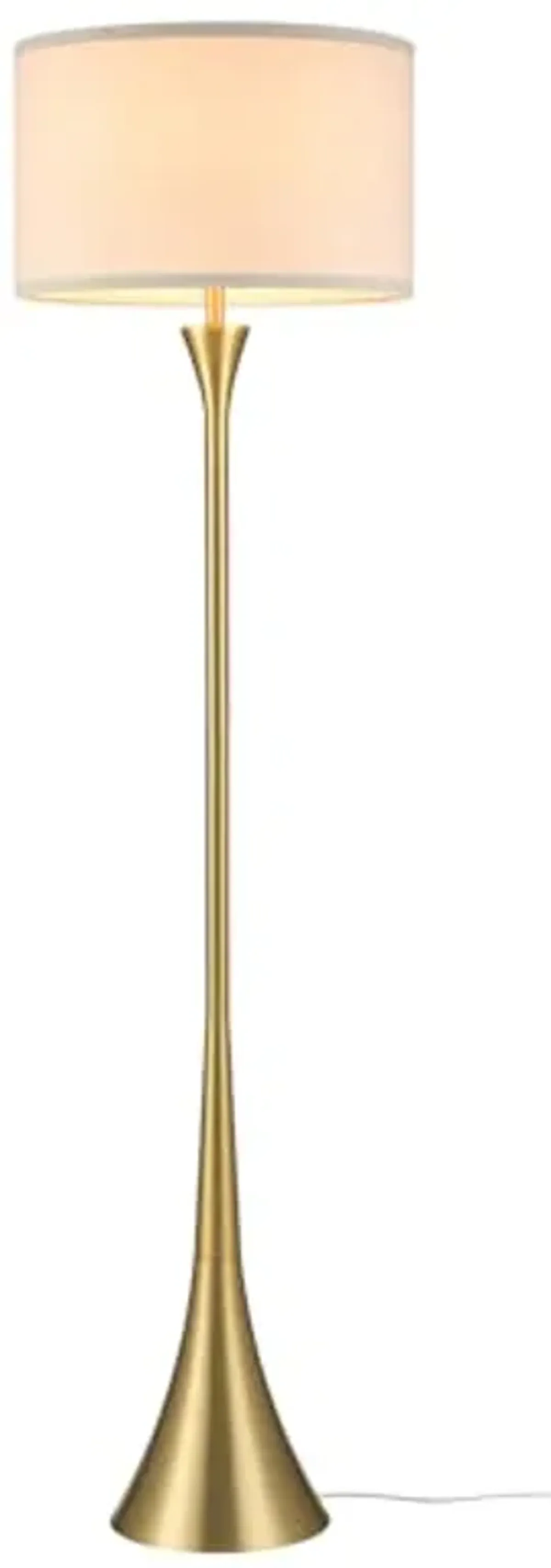 Novogratz x Globe 60" Floor Lamp, Antique Brass Finish, Beige Fabric Shade, On/Off Rotary Switch, 6 Ft. Clear Cord, Home Improvement, Living Room, Office, Reading Light