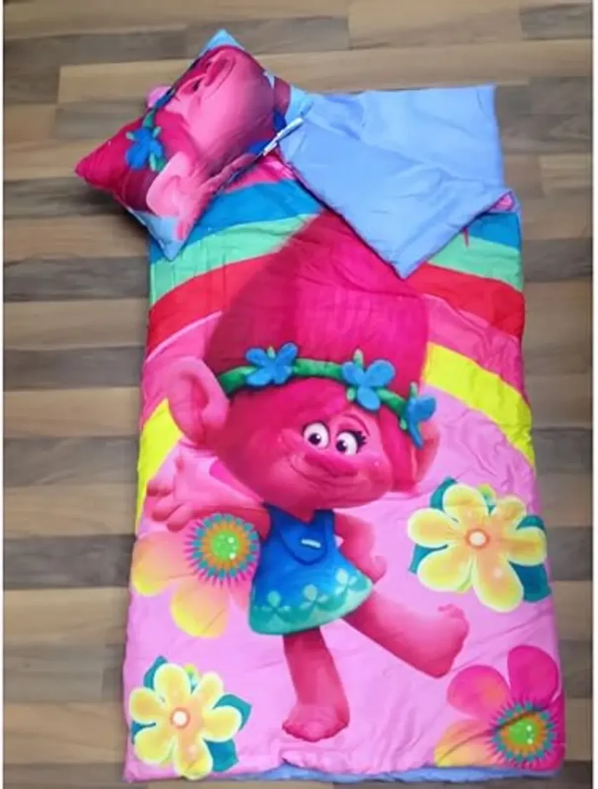 Kids Zippered Sleeping Trolls Bag 30 in x 54 in with Pillow