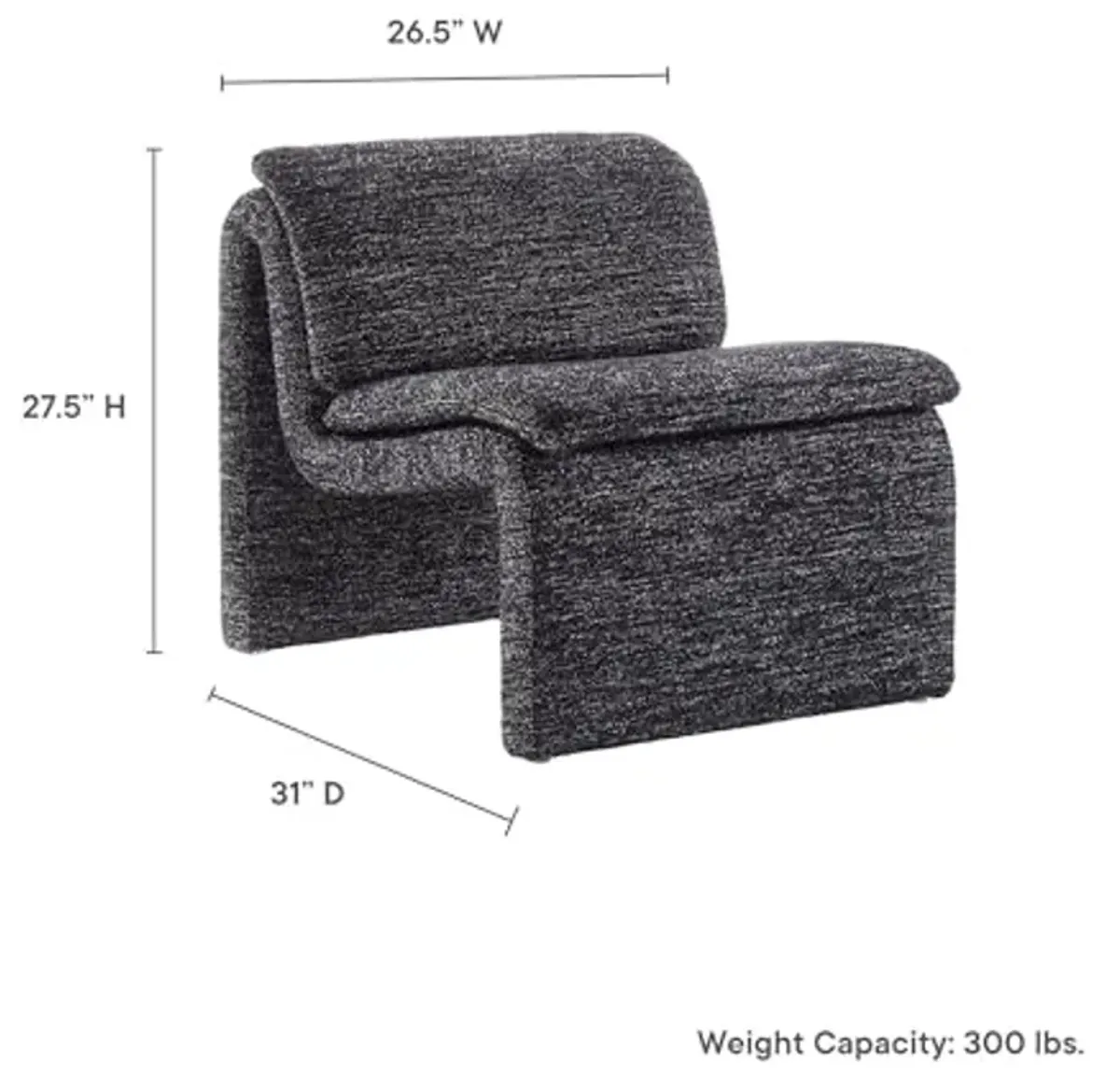 Modway Dune Curved Lounge Chair in Charcoal