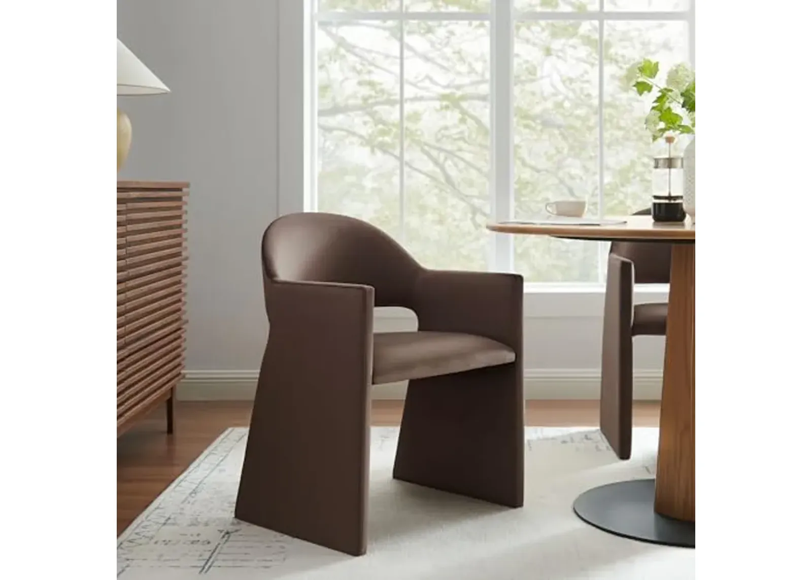 Modway Talia Performance Velvet Dining Armchair in Chocolate Brown