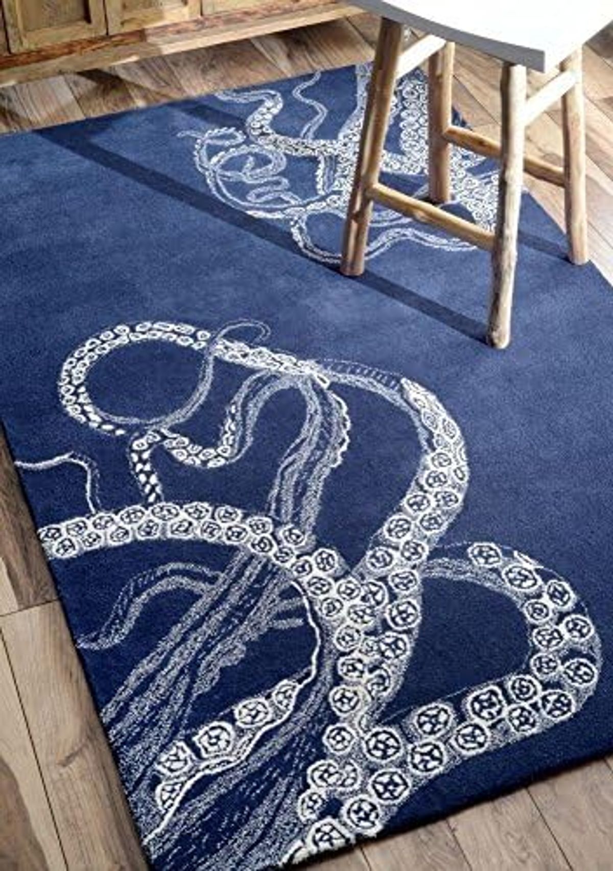 PB Octopus Tail Blue100% Woolen Handmade Tufted Oriental Rugs & Carpet (6'x9' (180cm x 270cm))