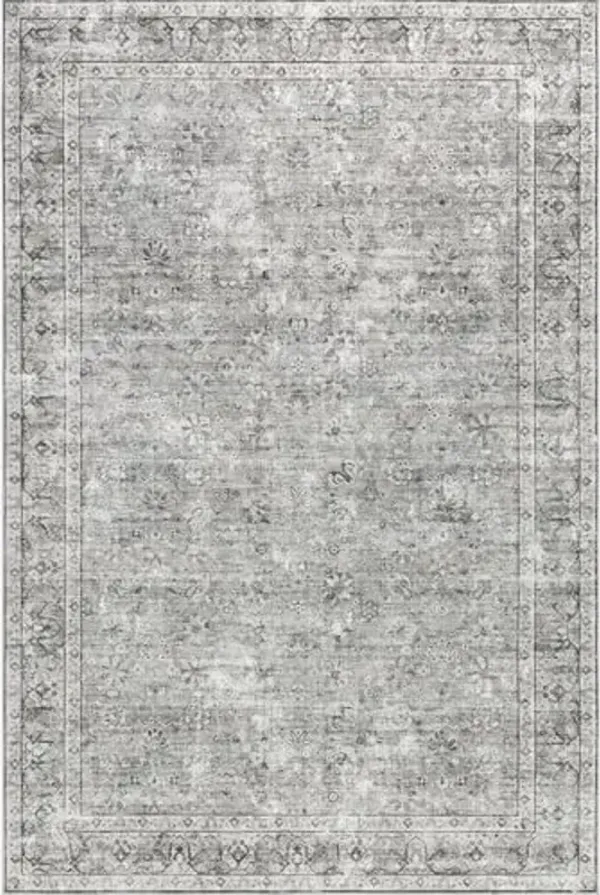nuLOOM Splashguard Noemie Grey/Ivory, 4' x 6', Soft and Cozy, High Traffic, Stain Resistant, Easy Clean, Durable, Machine Washable Area Rug for Bedroom, Living Room, Dining, Den, Foyer, Entryway