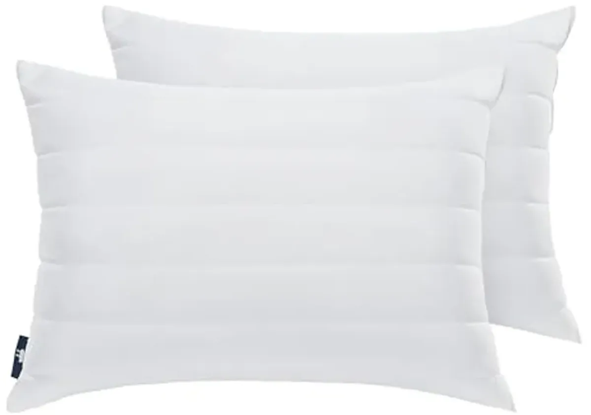 Serta Down Illusion Medium/Firm Bed Pillows for Sleeping, Queen, White Cooling 2 Count