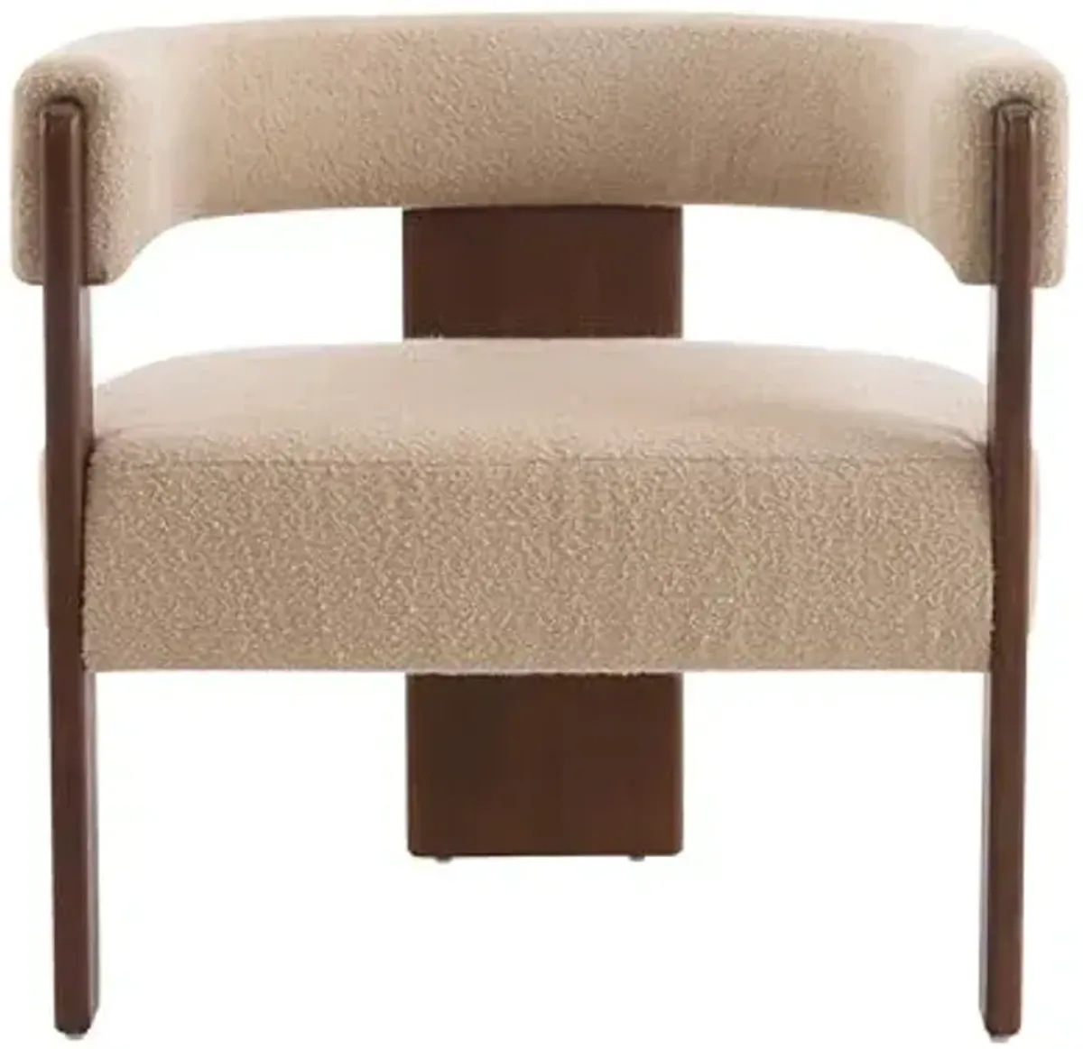 Christopher Knight Home Nettie Modern Accent Chair for Living Room, Boucle Fabric Single Lounge Sofa Chair with Wooden Frame, Comfy Reading Chair for Bedroom, Lounge Armchair with Cushion, Dark Beige