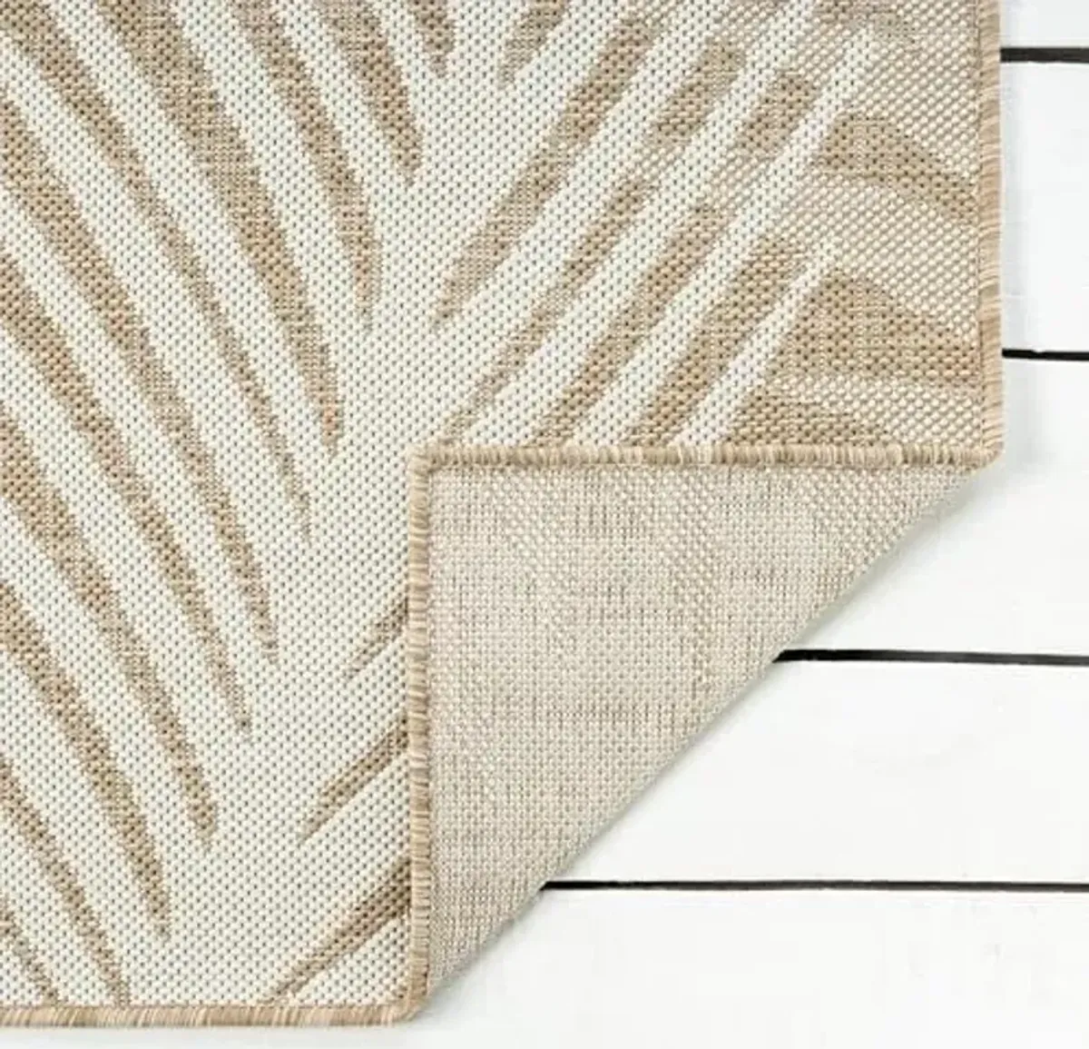 LR Home 5x7 Indoor/Outdoor Area Rug for Home Decor | Floral Carpet Suitable for Living Room, Bedroom, Playroom, Patio, Garden | Tropical Farmhouse Rug | Beige/Ivory