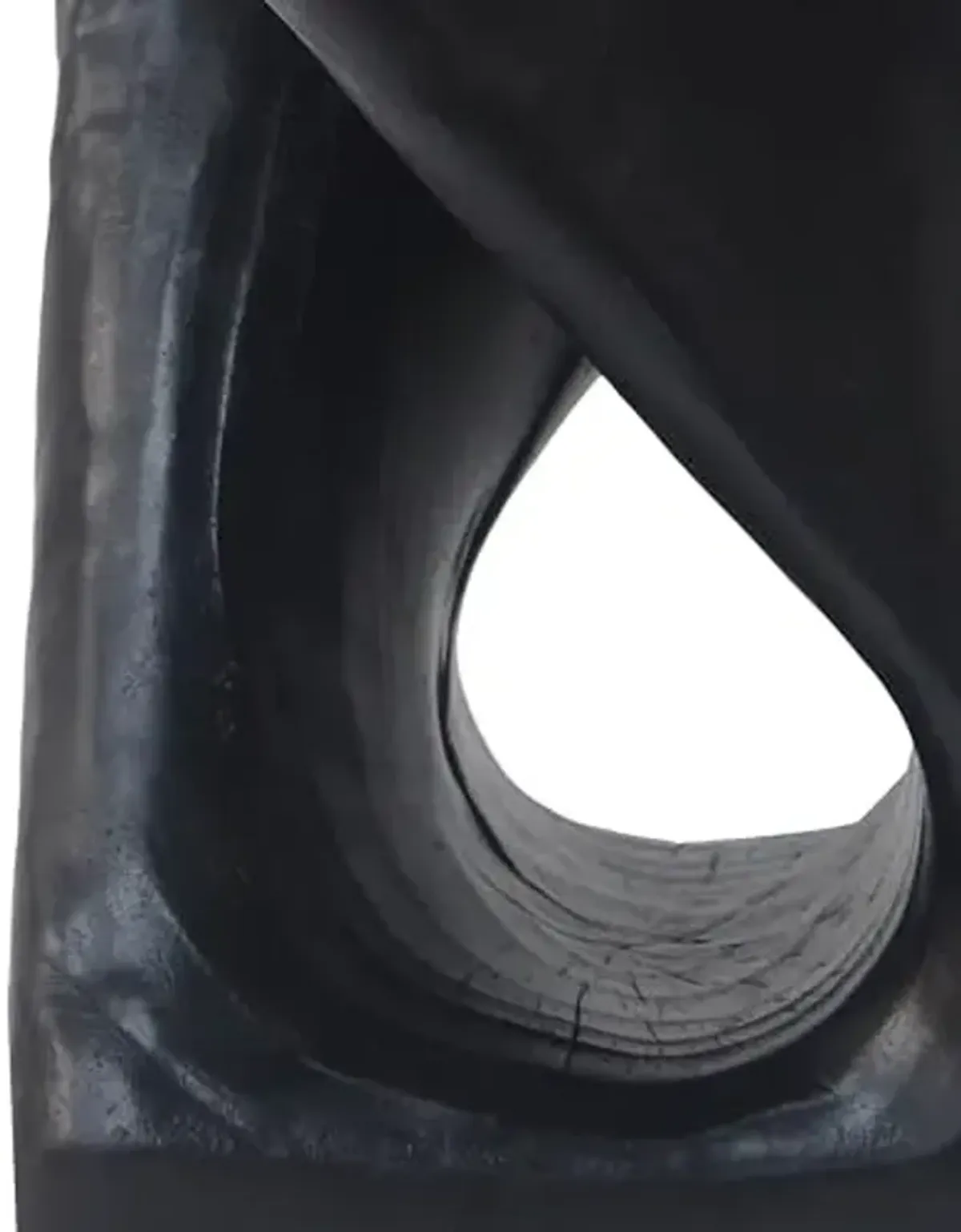 Christopher Knight Home Outdoor Side Table,Twist Shape End Table,Decorative Accent Table,Garden Stool Table for Patio Balcony Beach Pool Side,Lightweight Concrete,Wood Like Texture,Black