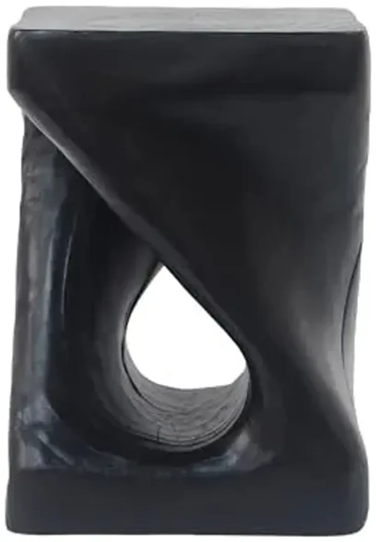 Christopher Knight Home Outdoor Side Table,Twist Shape End Table,Decorative Accent Table,Garden Stool Table for Patio Balcony Beach Pool Side,Lightweight Concrete,Wood Like Texture,Black