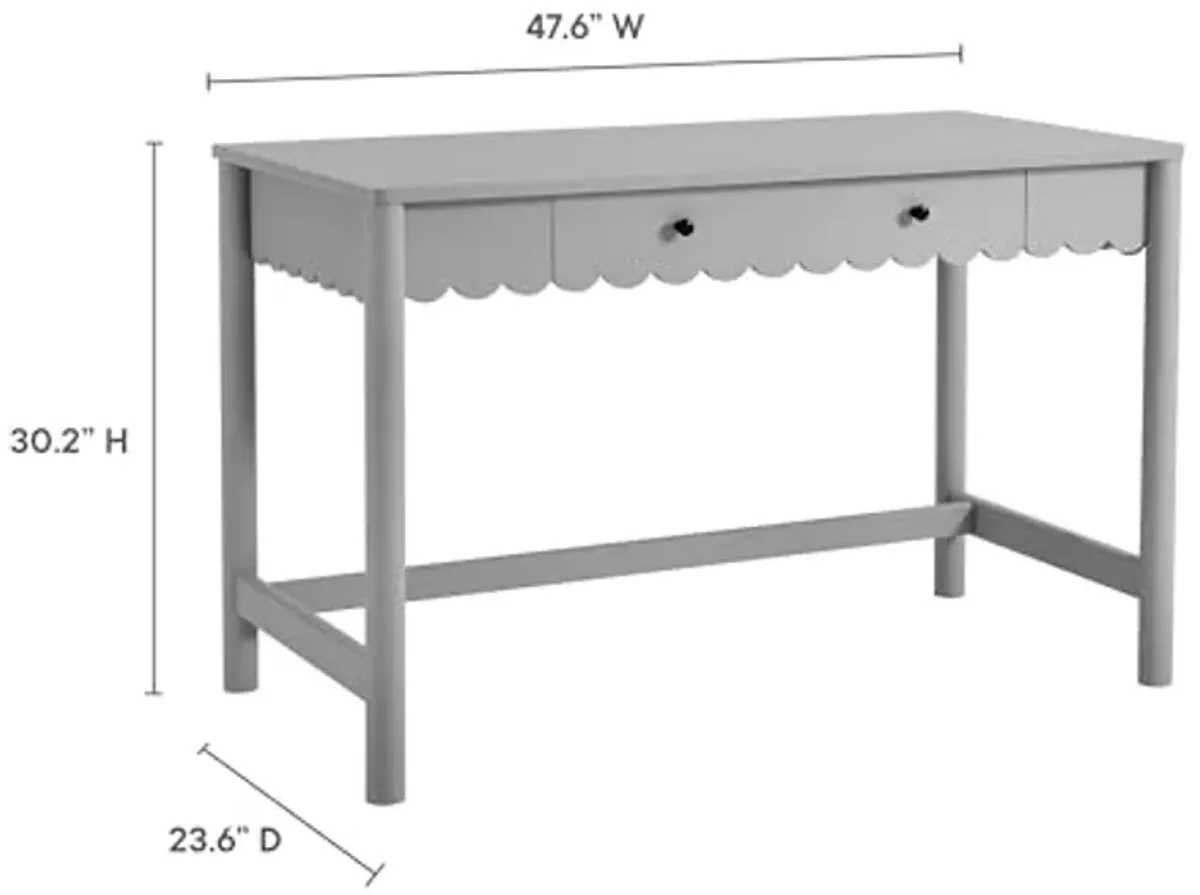 Modway Emmeline Scallop Desk in Light Gray