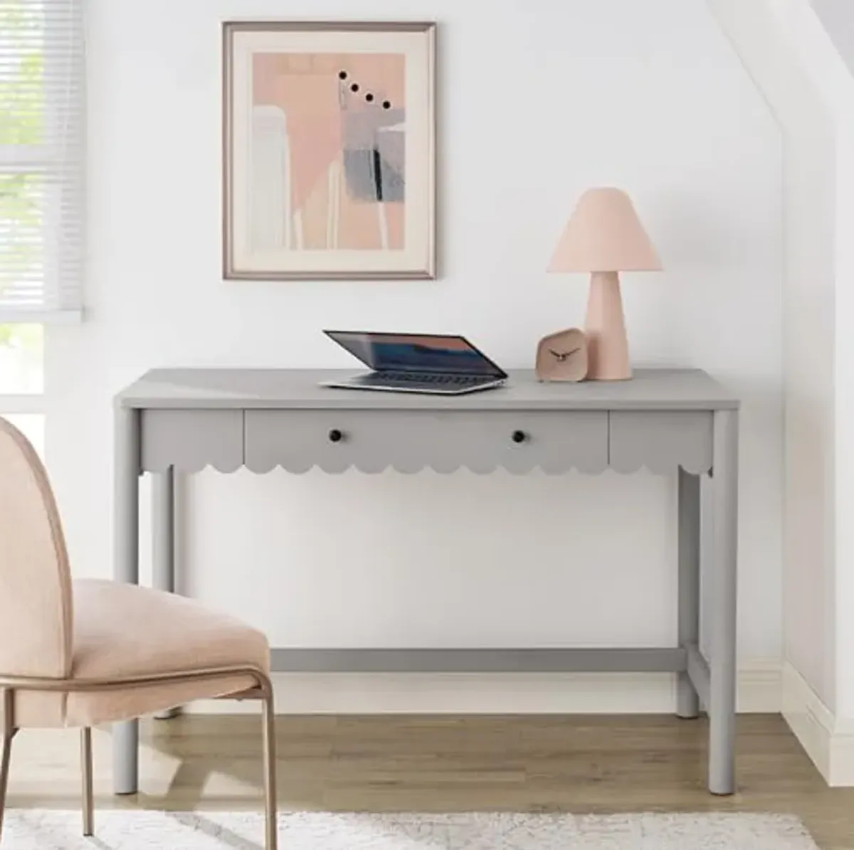 Modway Emmeline Scallop Desk in Light Gray