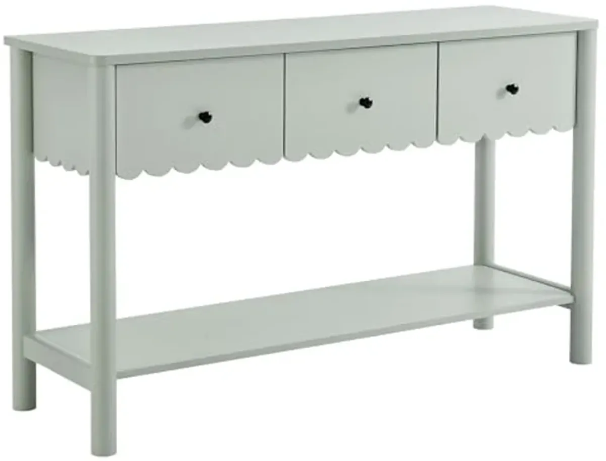 Modway Emmeline 3-Drawer Scalloped Console Table in Sage