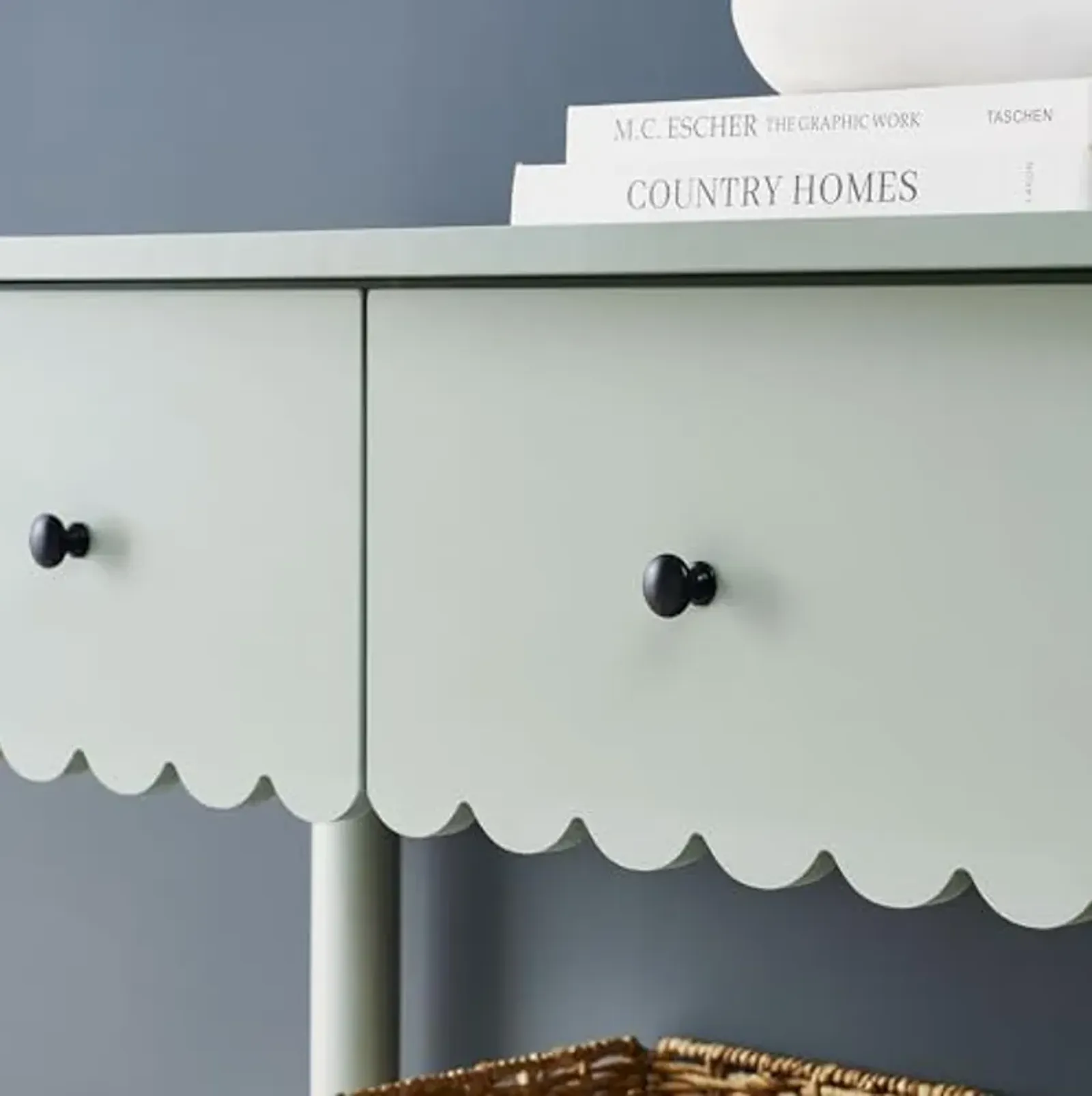 Modway Emmeline 3-Drawer Scalloped Console Table in Sage