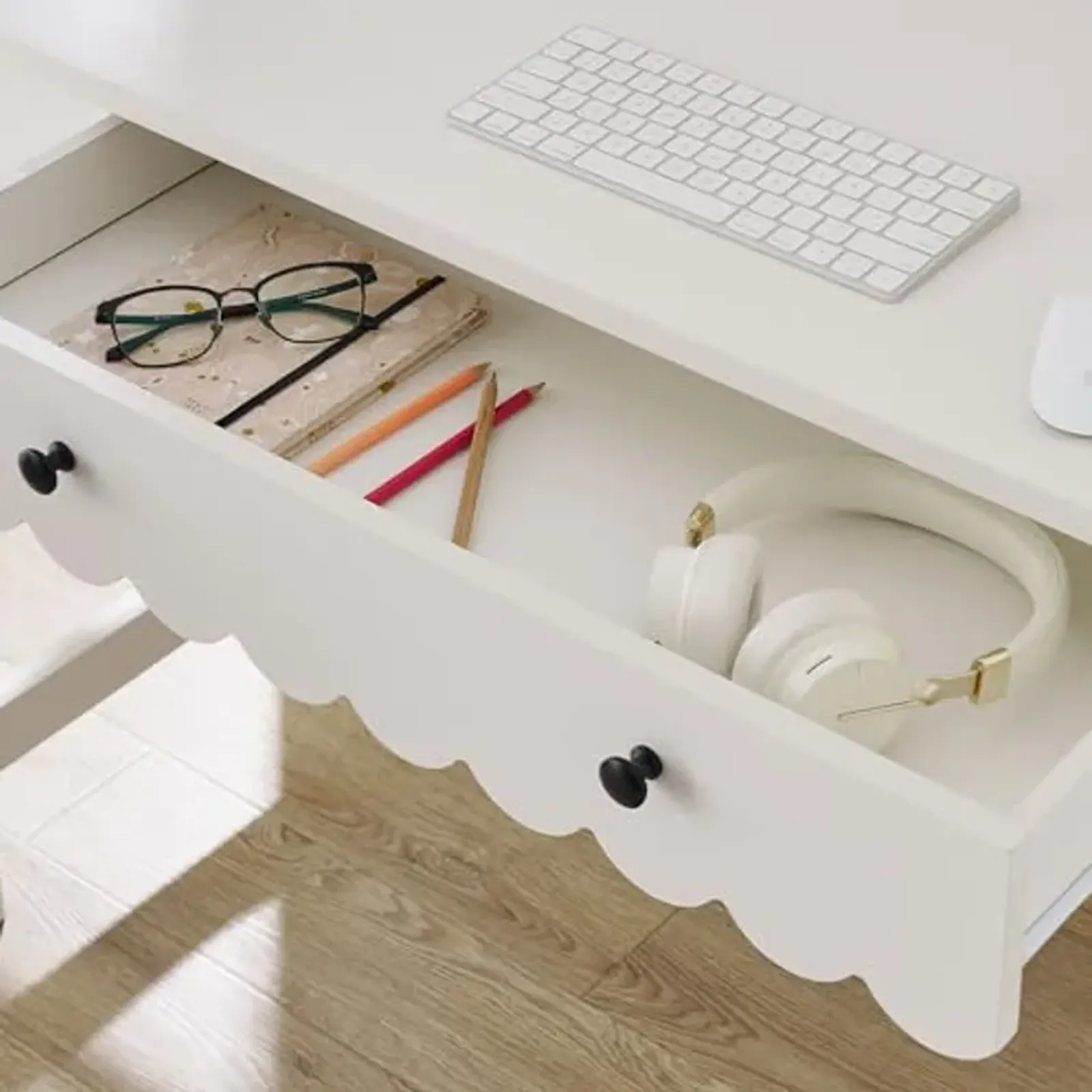 Modway Emmeline Scallop Desk in White