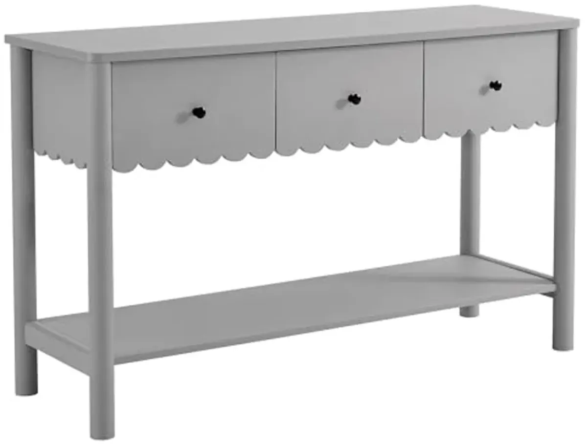 Modway Emmeline 3-Drawer Scalloped Console Table in Light Gray