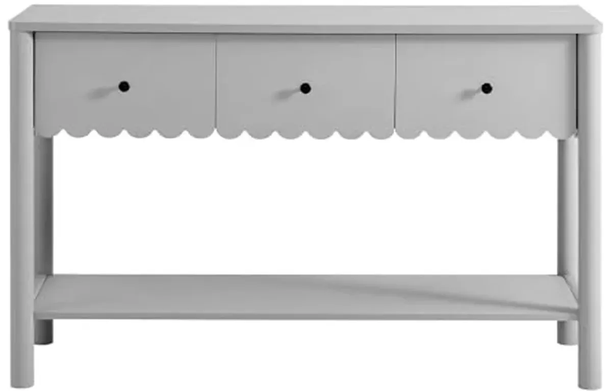 Modway Emmeline 3-Drawer Scalloped Console Table in Light Gray