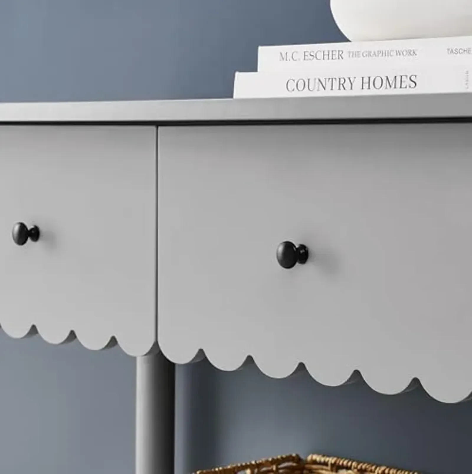 Modway Emmeline 3-Drawer Scalloped Console Table in Light Gray