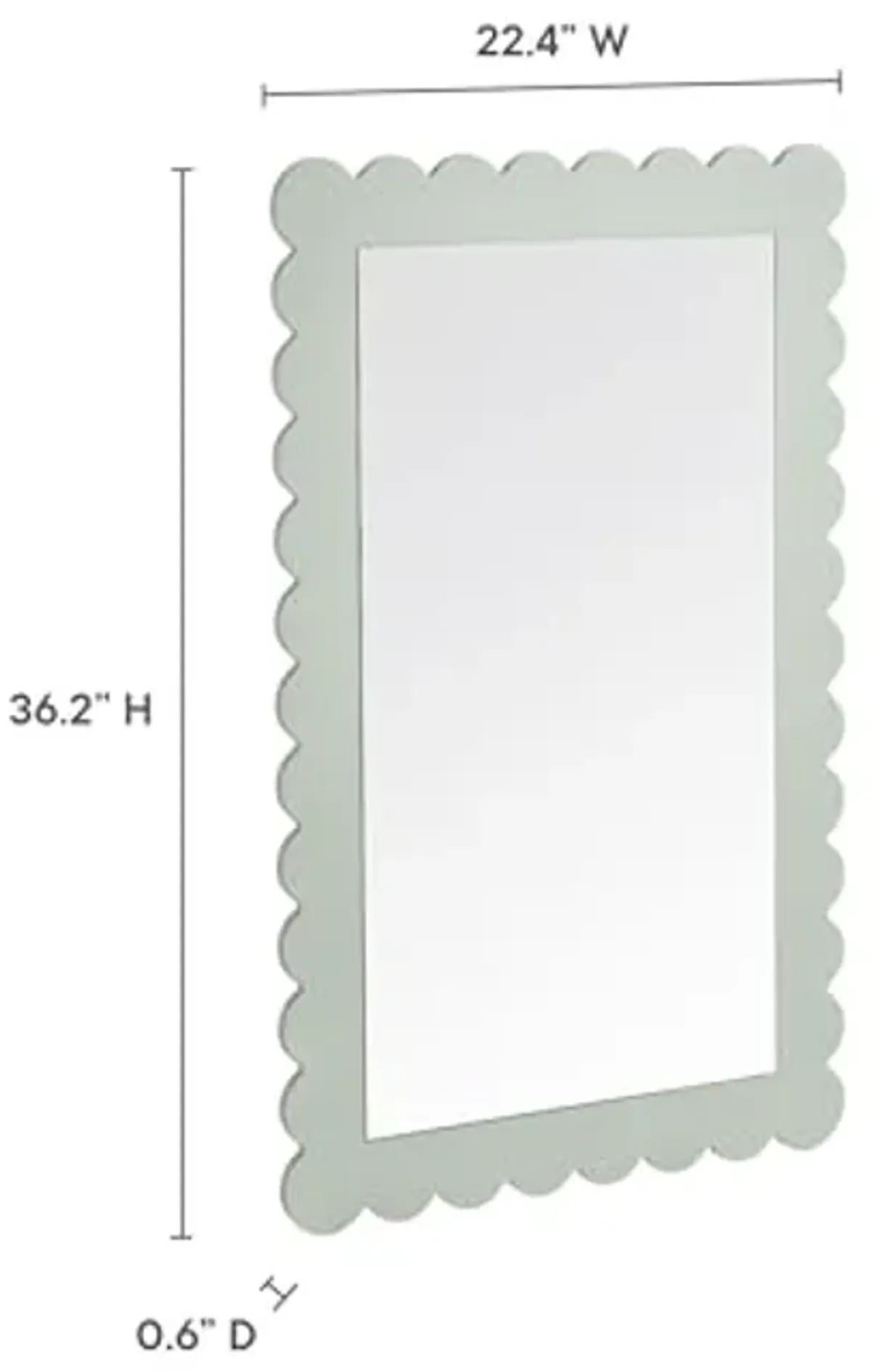 Modway Emmeline Scalloped Rectangle Wall Mirror in Sage