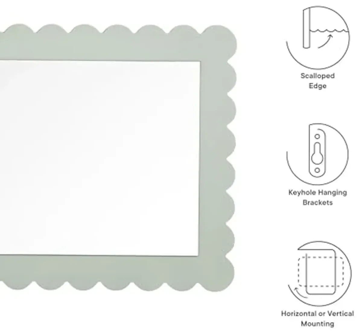 Modway Emmeline Scalloped Rectangle Wall Mirror in Sage